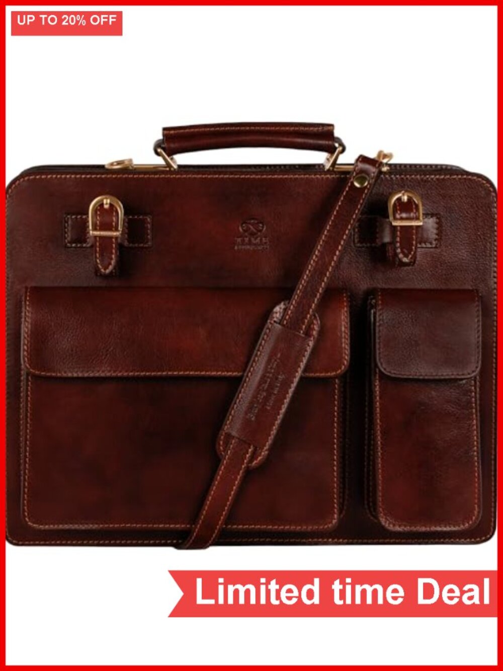 Full-Grain Leather Briefcase Laptop Bag Business Vintage Satchel